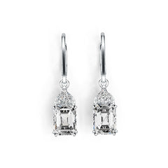 Sterling Silver Semi Mount Earrings Setting Emerald OCT 8X6mm PE 4X4mm DHJ