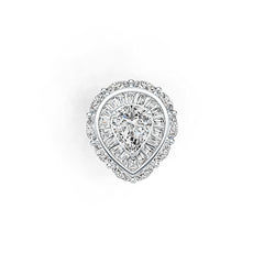 Sterling Silver Semi Mount Ring Setting Pear PE 11X9mm Baguette 3X2mm MQ 6X3mm DHJ