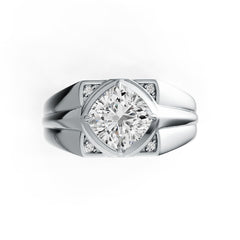 Men's Sterling Silver Semi Mount Ring Setting Cushion CU 8X8mm Bezel DHJ