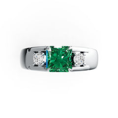 Men's Sterling Silver Semi Mount Ring Setting Princess SQ 7X7mm RD 3.5mm 3-Stone DHJ