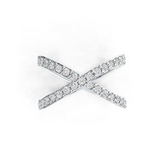 Sterling Silver Ring Crisscross X Theme with White Topaz or Moissanite - Syzjewelry