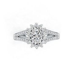 Sterling Silver Semi Mount Ring Setting Oval OV 7X5mm Halo DHJ