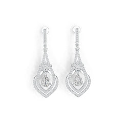 Sterling Silver Semi Mount Earrings Setting Pear PE 8x6mm with White Topaz - Syzjewelry