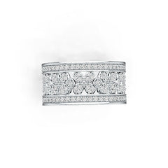 Sterling Silver Ring Multi-Row with White Topaz or Moissanite - Syzjewelry