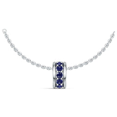 Sterling Silver Royal Blue Sapphire Pendant Round RD 1.5mm