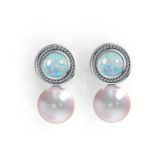 Sterling Silver Semi Mount Earrings Setting Round RD 9x9mm RD Cab 6X6mm DHJ