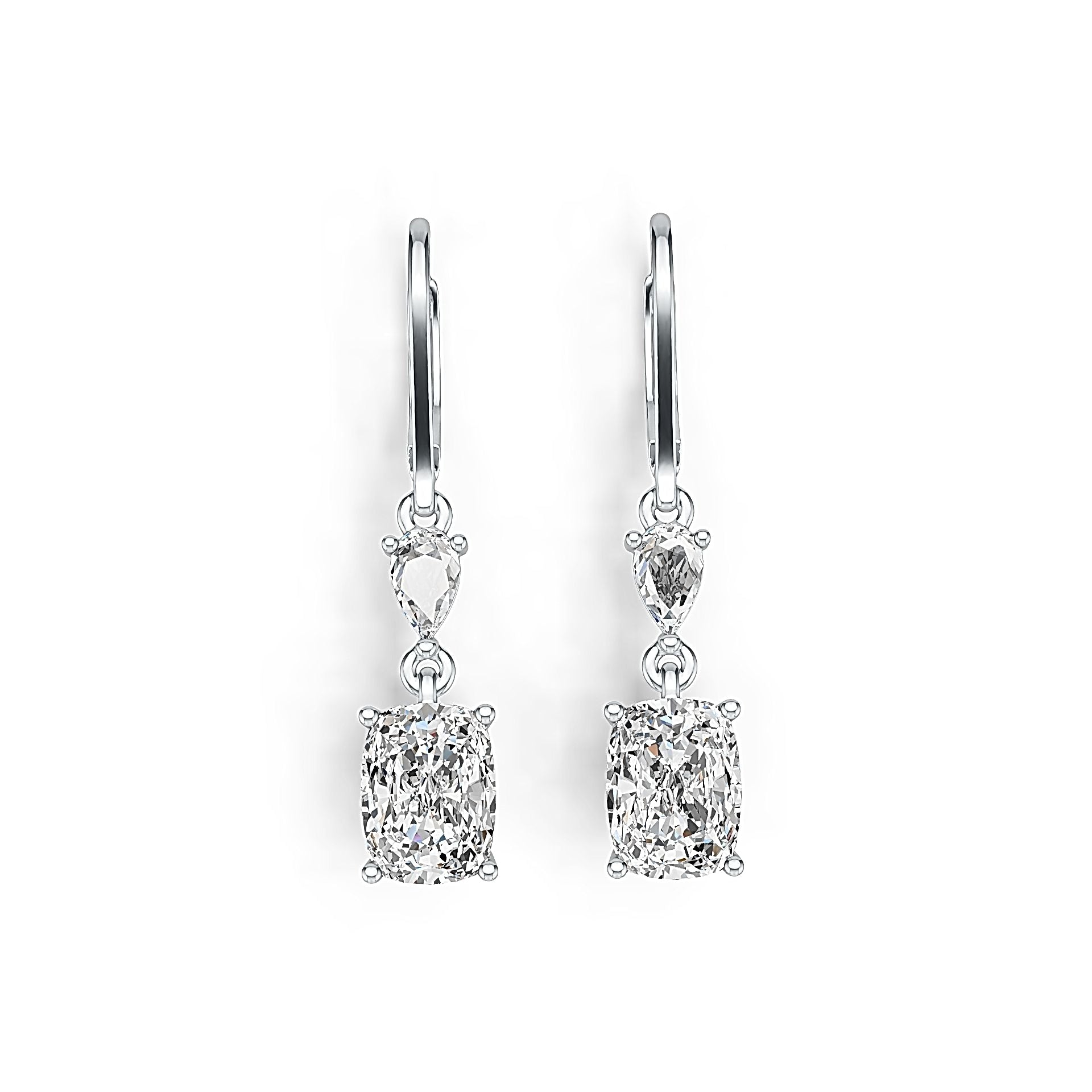 Sterling Silver Semi Mount Earrings Setting Cushion CU 8X6mm PE 5X3mm DHJ