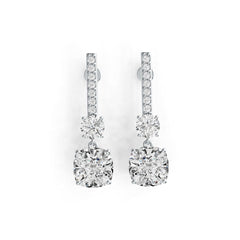 Sterling Silver Semi Mount Earrings Setting Cushion CU 10X10mm RD 6X6mm - Syzjewelry