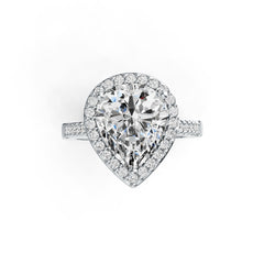 Sterling Silver Semi Mount Ring Setting Pear PE 12X10mm Halo DHJ