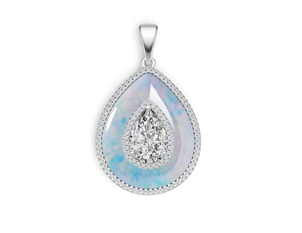 Sterling Silver Semi Mount Pendant Setting Pear PE 26X20mm PE 12X8mm DHJ