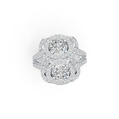 Sterling Silver Semi Mount Ring Setting Oval OV 7X5mm with White Topaz - Syzjewelry