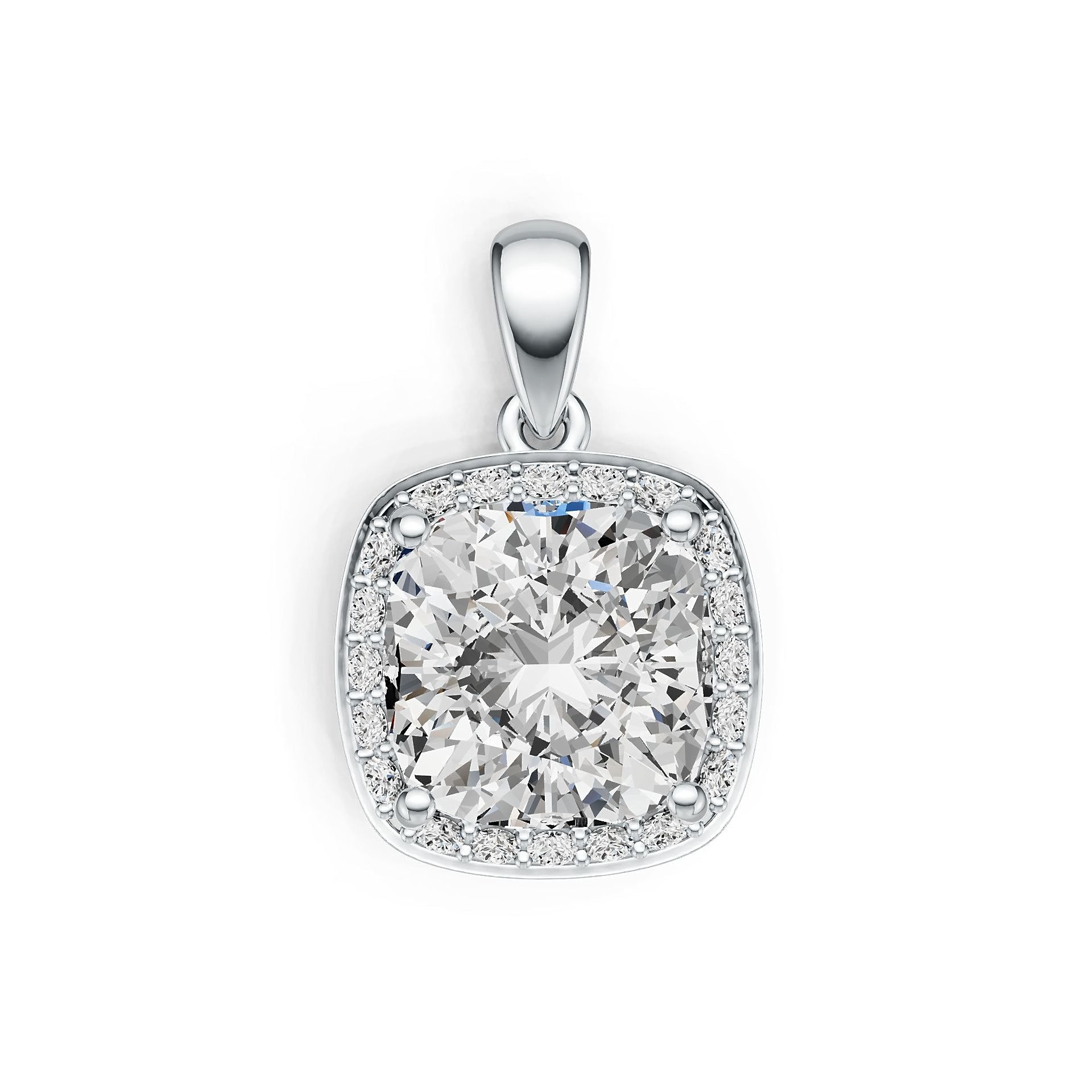 Sterling Silver Semi Mount Pendant Setting Cushion CU 11X11m Halo Syzjewelry