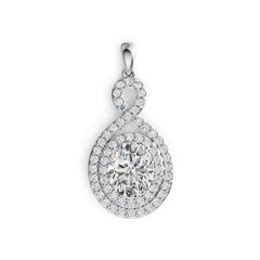 Sterling Silver Semi Mount Pendant Setting Oval OV 10X8mm Double Halo DHJ