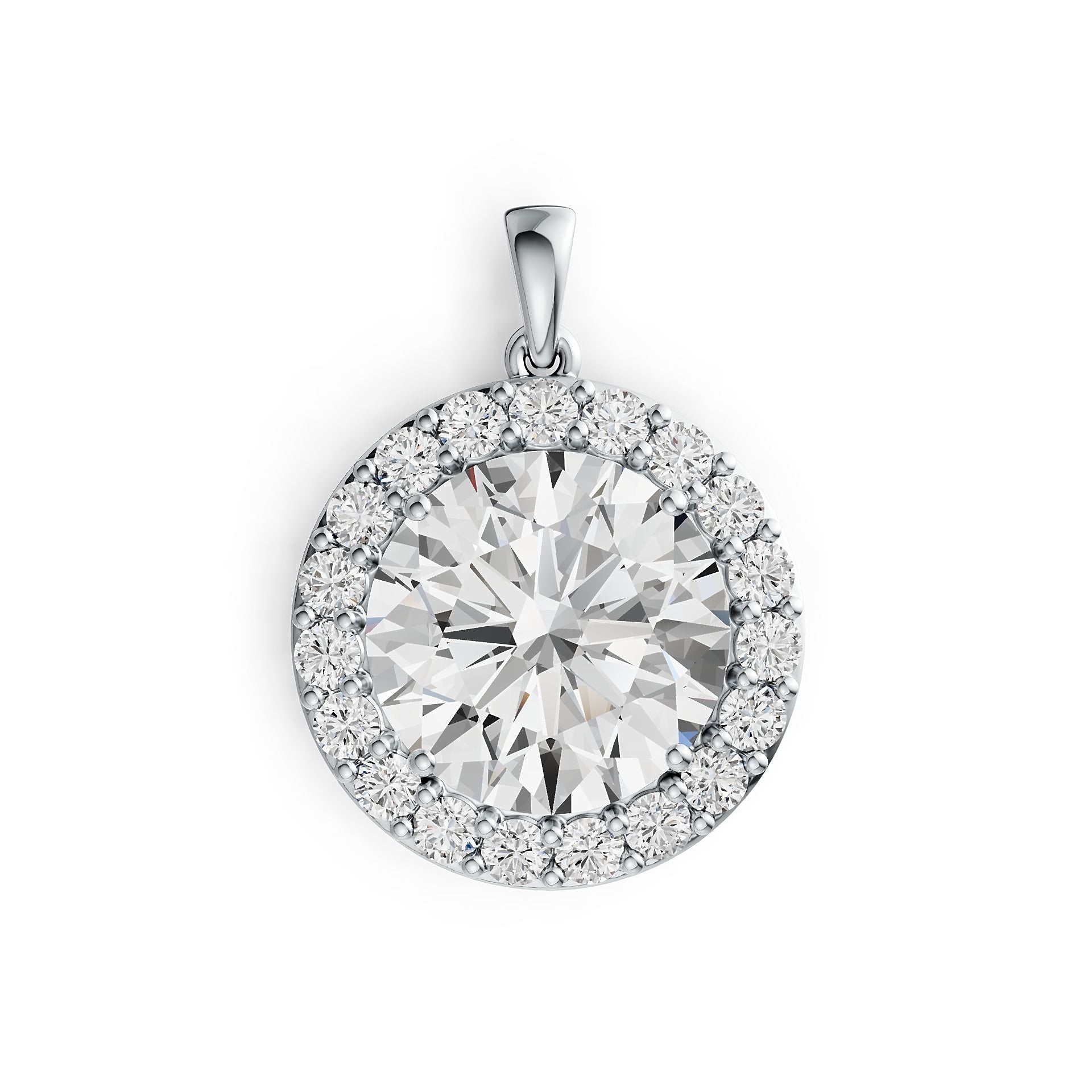 Sterling Silver Semi Mount Pendant Setting Round RD 15x15mm Halo DHJ