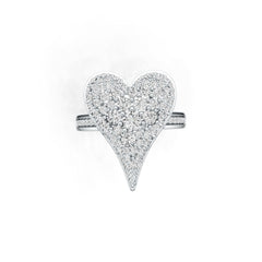 Sterling Silver Ring with White Topaz or Moissanite  Heart Theme DHJ