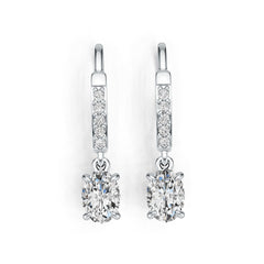 Sterling Silver Semi Mount Earrings Setting Oval OV 7x5mm with White Topaz DHJ