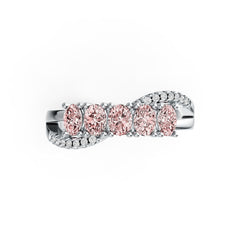 Sterling Silver Pink Sapphire Band Ring w/ Diamond Bypass Design