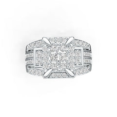 Sterling Silver Men's Engagement Wedding Ring with White Topaz or Moissanite DHJ