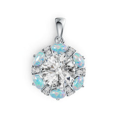 Sterling Silver Semi Mount Pendant Setting Round RD 10x10mm OV Cabochon 5X4mm DHJ