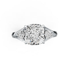 Sterling Silver Semi Mount Ring Setting Cushion CU 9X9mm TRI 4X4mm DHJ