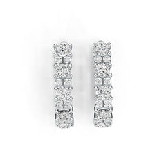 Sterling Silver Earrings Huggie Hoop with White Topaz or Moissanite Syzjewelry