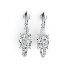 Sterling Silver Semi Mount Earrings Setting Cushion CU 10X8mm with White Topaz DHJ