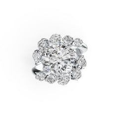 Sterling Silver Semi Mount Ring Setting Oval OV 12X10mm with White Topaz DHJ