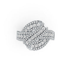 Sterling Silver Bypass Crossover Ring with White Topaz or Moissanite - Syzjewelry