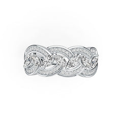 Sterling Silver Ring Braided Stackable Theme in White Topaz or Moissanite DHJ