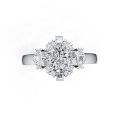 Sterling Silver Semi Mount Ring Setting Oval OV 8X6mm with White Topaz DHJ