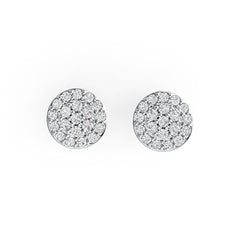Sterling Silver Stud Earrings Round Shape with White Topaz or Moissanite - Syzjewelry
