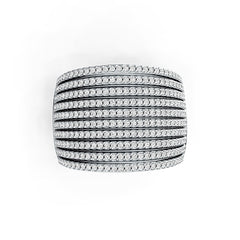 Sterling Silver Multi-Row Band Ring with White Topaz or Moissanite DHJ