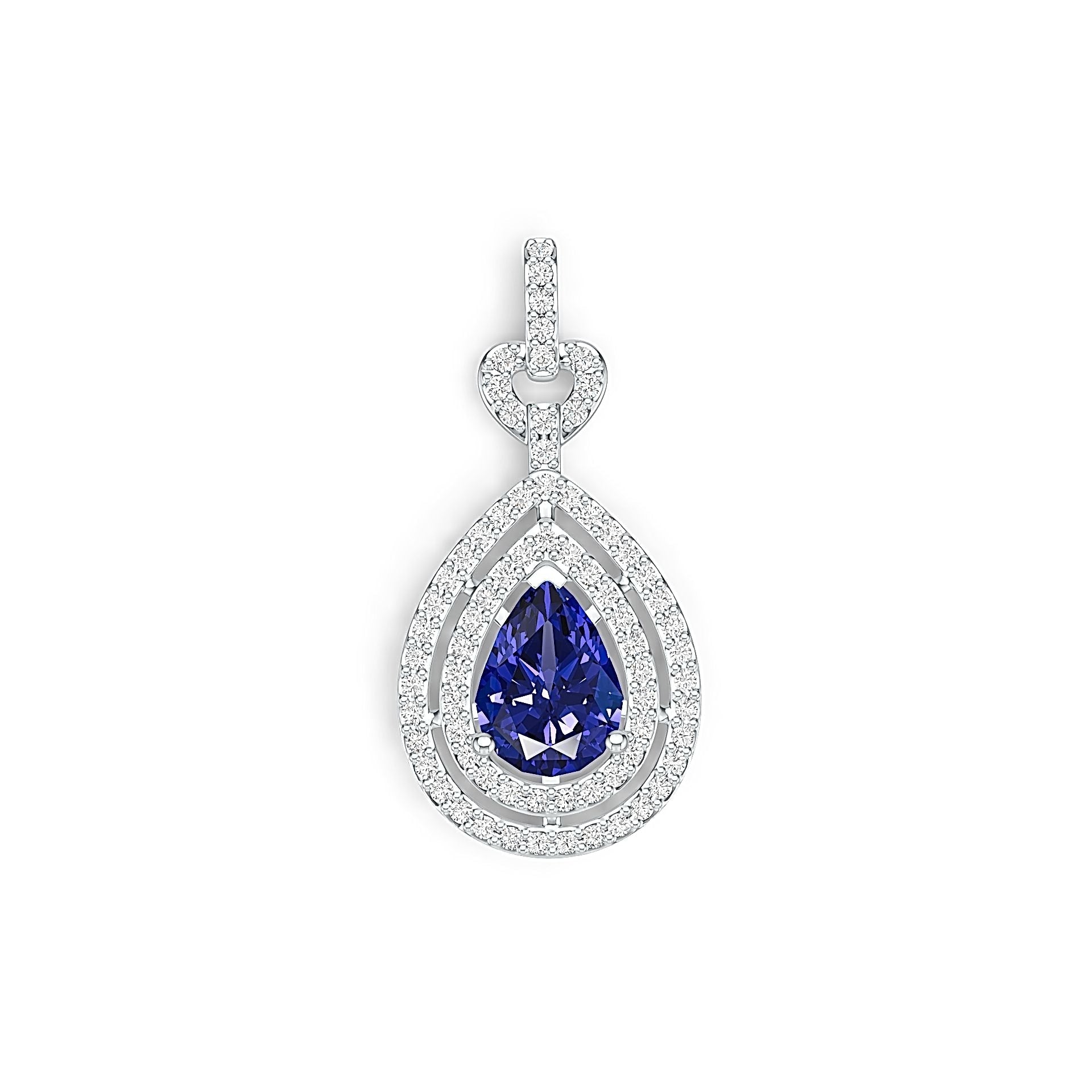 Sterling Silver Semi Mount Pendant Setting Pear PE 10X7mm Double Halo Syzjewelry