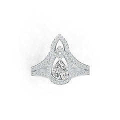 Sterling Silver Semi Mount Ring Setting Pear PE 8X6mm with White Topaz DHJ