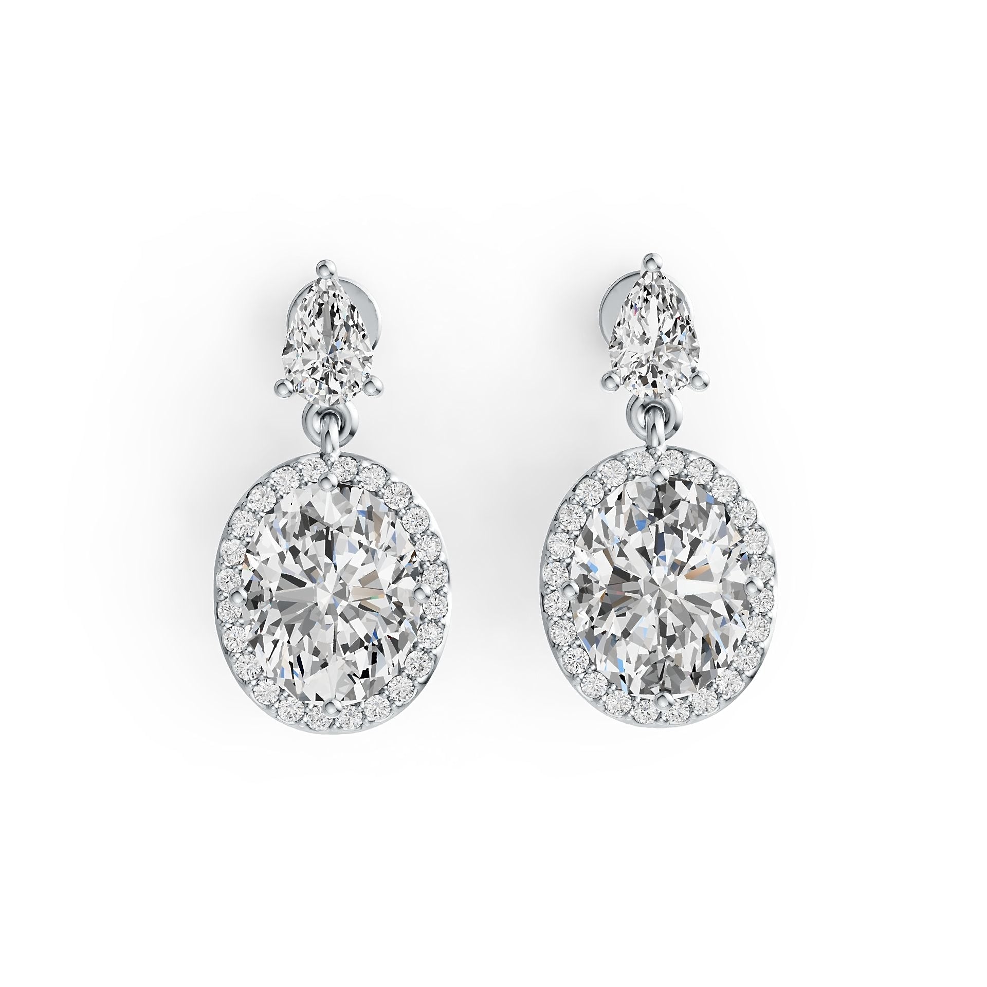 Sterling Silver Semi Mount Earrings Setting Oval OV 10X8mm PE 6X4mm DHJ