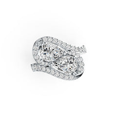 Sterling Silver Semi Mount Ring Setting Pear PE 8X6mm with White Topaz - Syzjewelry