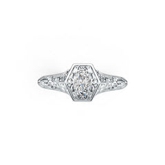 Sterling Silver Semi Mount Ring Setting Oval OV 6X4mm Art Deco Style DHJ