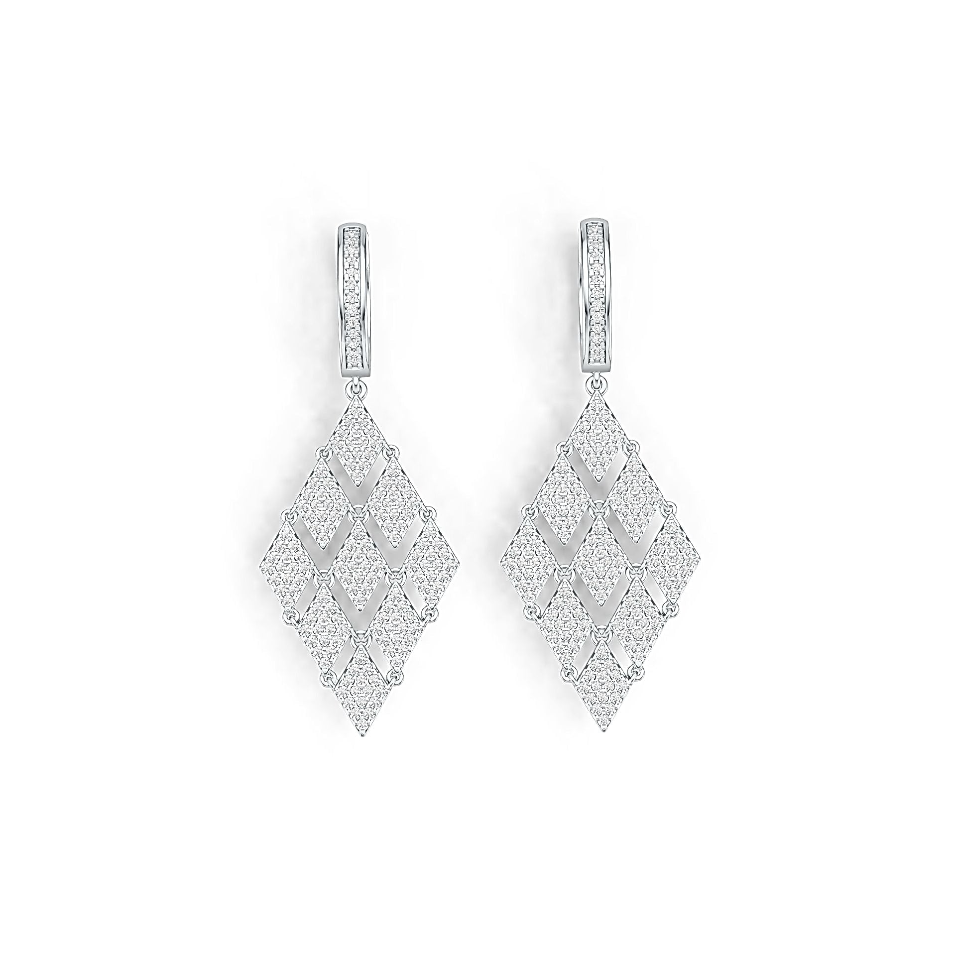 Sterling Silver Earrings Dangle Drop with White Topaz or Moissanite DHJ