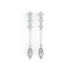 Sterling Silver Semi Mount Earrings Setting Marquise MQ 10X5mm RD 3.5x3.5mm DHJ