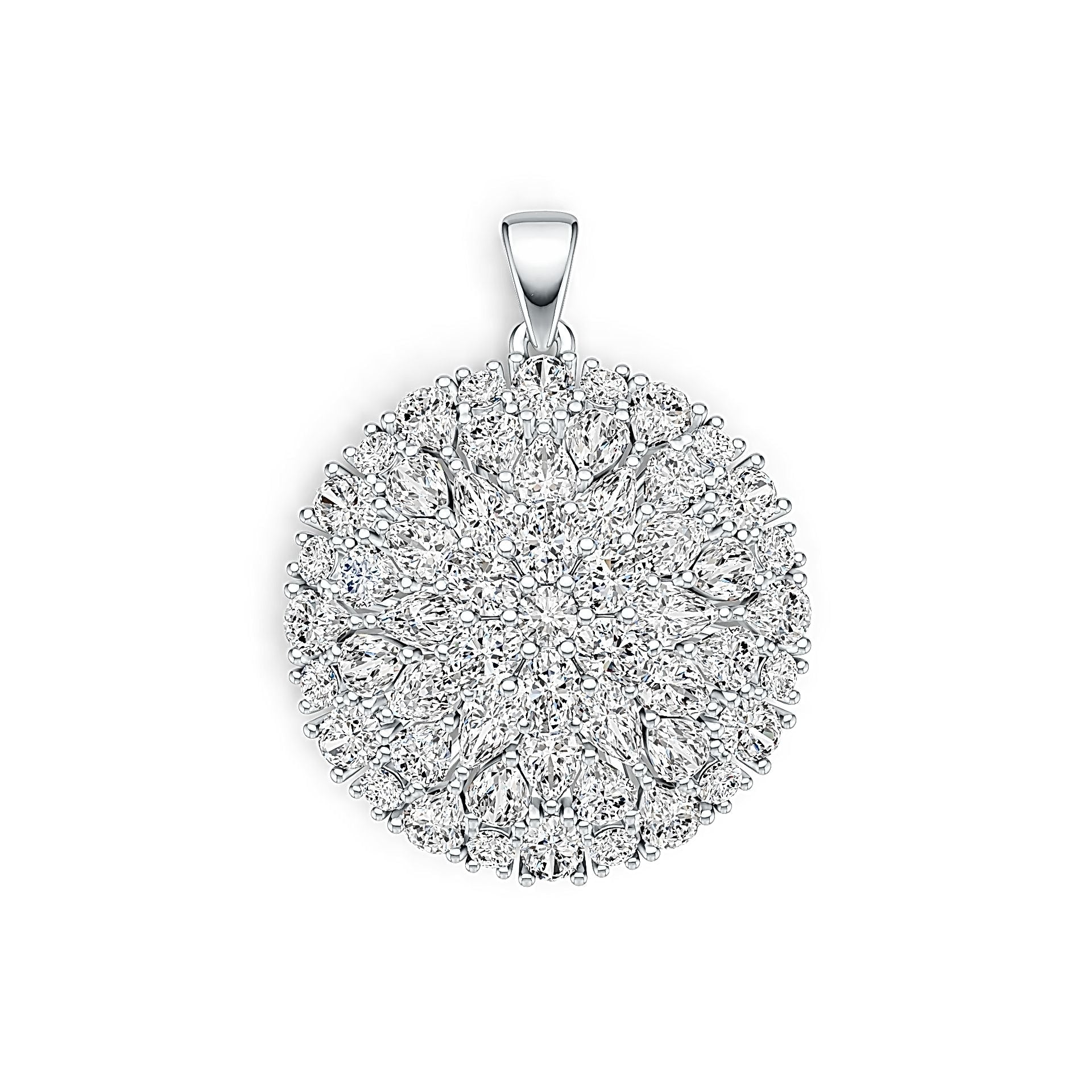 Sterling Silver Cluster Pendant with White Topaz or Moissanite DHJ