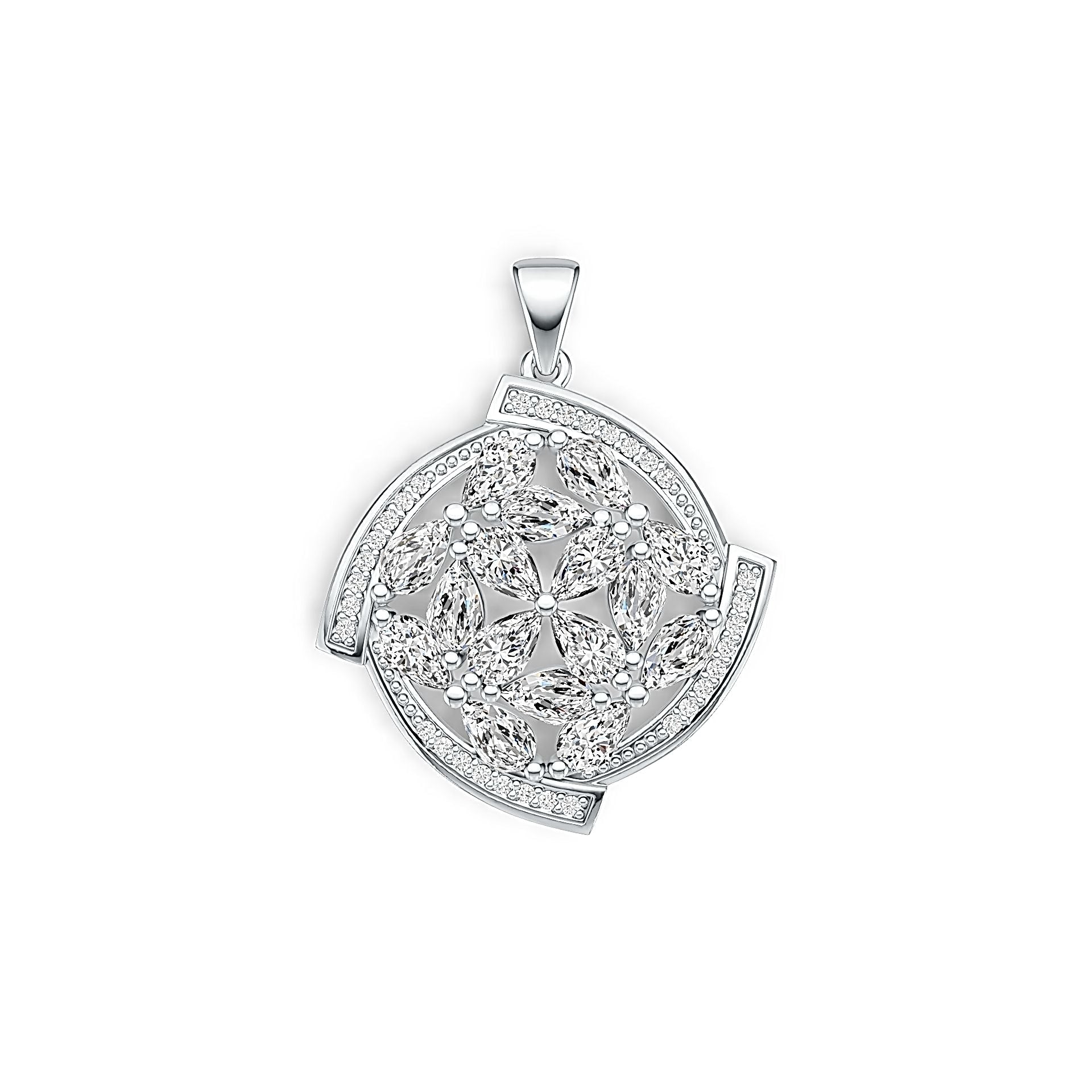 Sterling Silver Semi Mount Pendant Setting Pear PE 5X3mm with White Topaz - Syzjewelry
