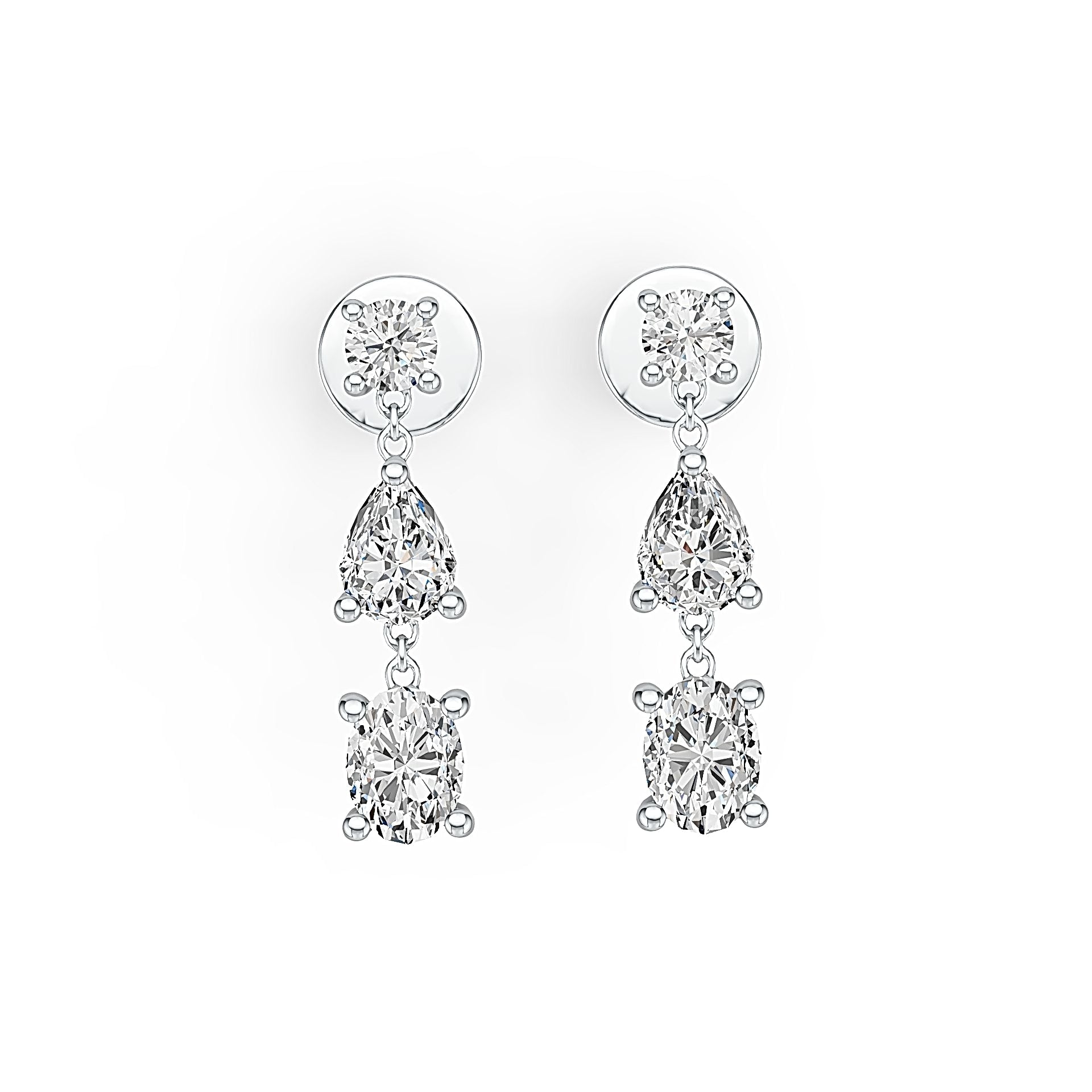 Sterling Silver Semi Mount Earrings Setting Oval OV 4X3mm PE 4X3mm RD 2.5mm - Syzjewelry