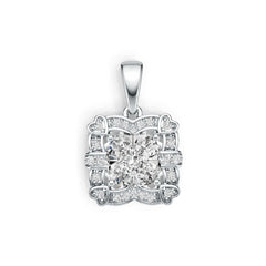 Sterling Silver Semi Mount Pendant Setting Cushion CU 7X7mm with White Topaz Accent Syzjewelry
