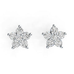 Sterling Silver Earrings with White Topaz or Moissanite Star Theme DHJ
