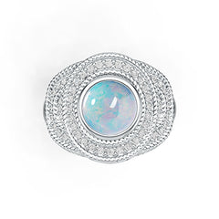 Sterling Silver Semi Mount Ring Setting Round RD 8x8mm Cabochon DHJ