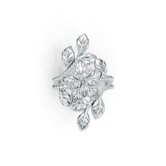 Sterling Silver Ring Flower with Leaves Theme Nature-Inspired DHJ