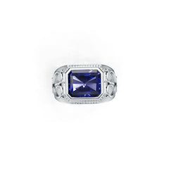 Men's Rings Sterling Silver Moissanite Ring Mounting Emerald OCT 12x10mm