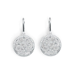 Sterling Silver Floral Filigree Earrings with White Topaz or Moissanite DHJ
