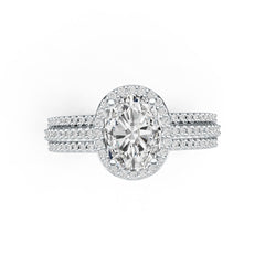 Sterling Silver Semi Mount Ring Setting Oval OV 9X7mm with White Topaz Accent DHJ