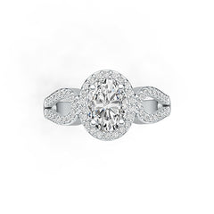 Sterling Silver Semi Mount Ring Setting Oval OV 8X6mm Halo Split Shank DHJ